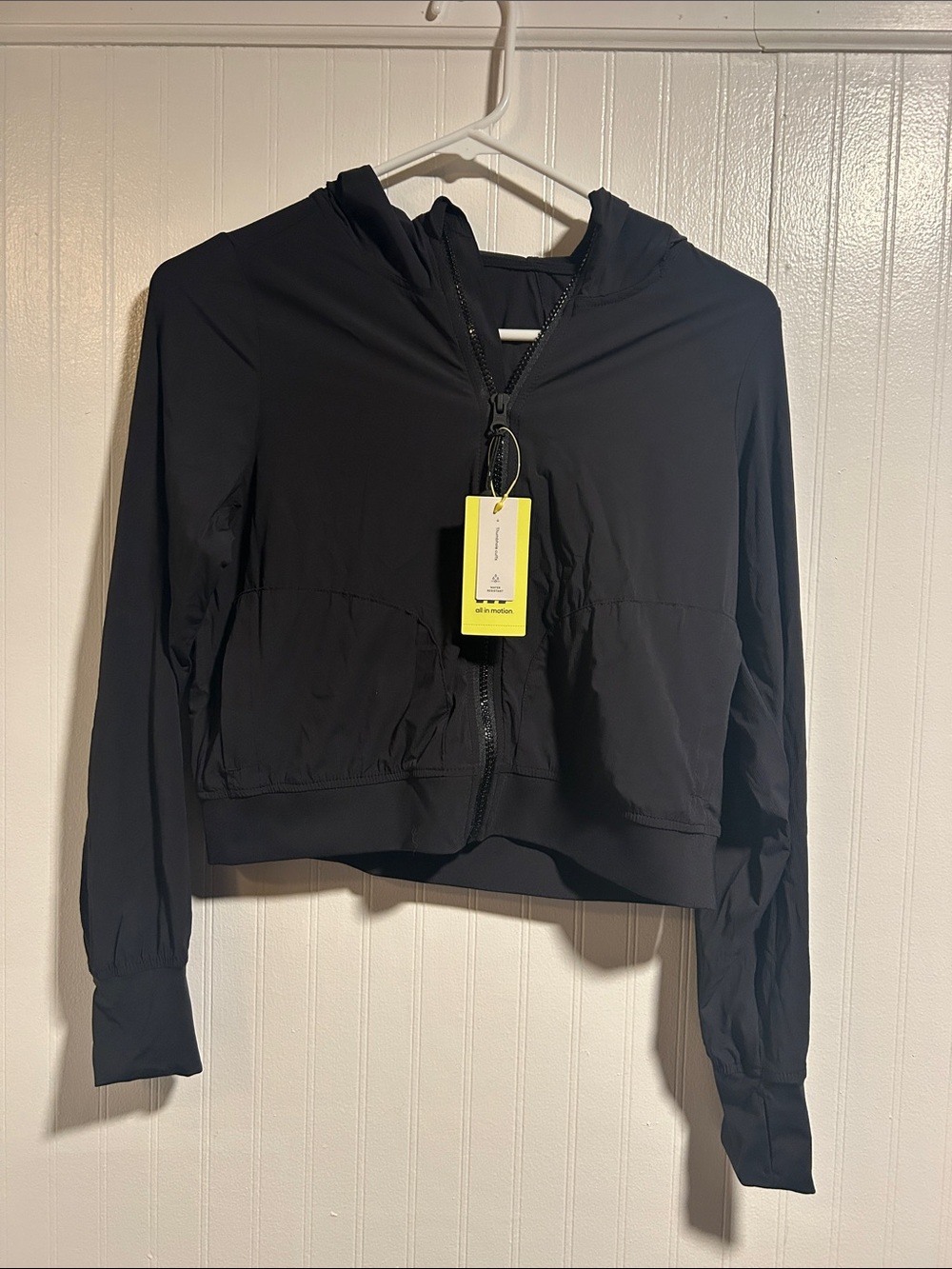 Girls All in Motion Black Hooded Zip Up Jacket Size Large 10/12 NWT